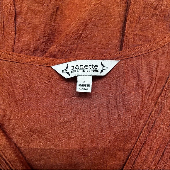 Nanette Lepore Orange Peasant Top Size Large - Picture 3 of 4